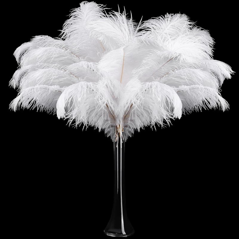 Retrowavy Store 50 Pcs 14-16 Inches Large Natural Ostrich Feathers Bulk for Centerpieces for Wedding Party Centerpieces Home Decoration Flower Arrangement (White) - Image 1